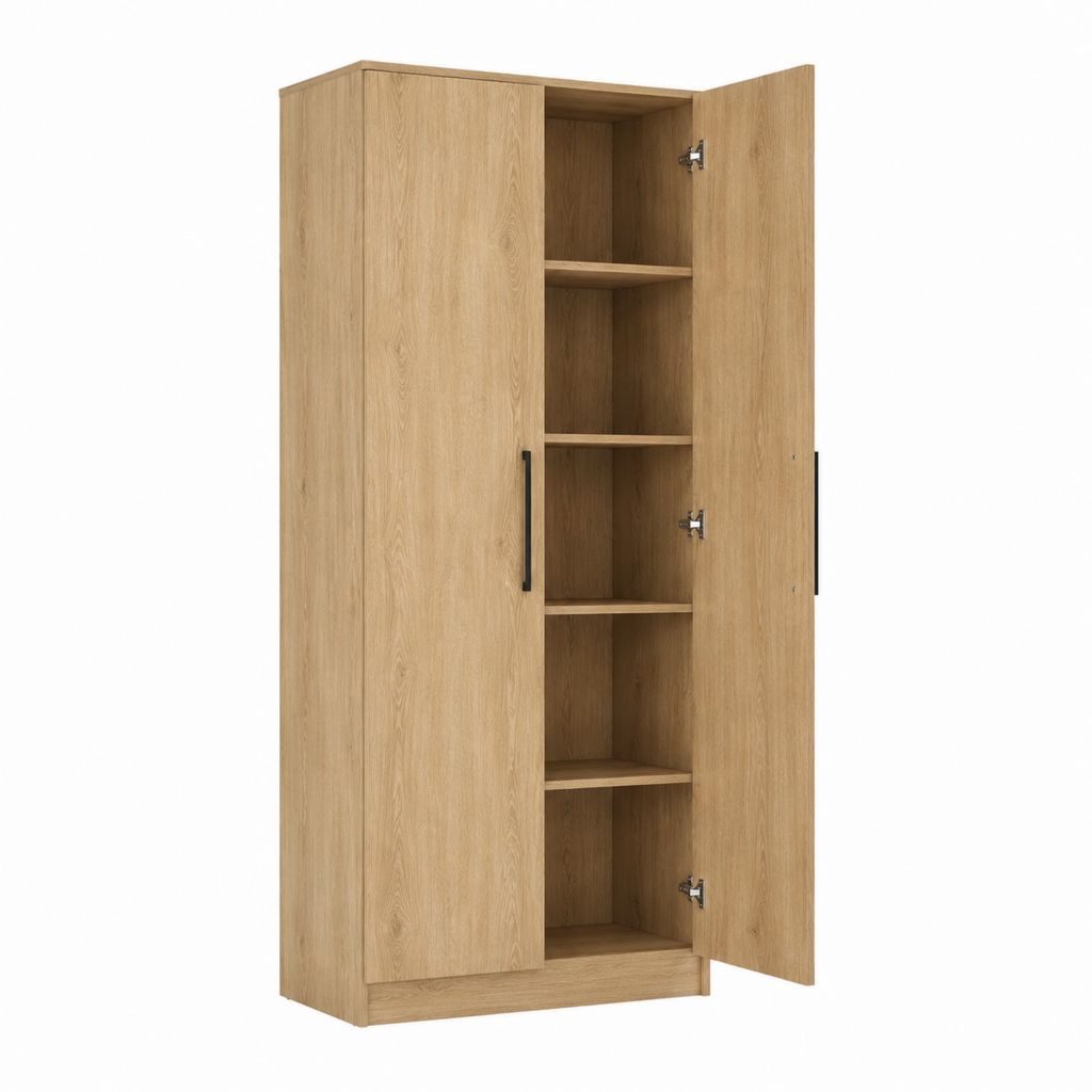Büroschrank Aktenschrank Eiche hell aus melaminbeschichteter Spanplatte mit 2 Türen 80 x 40 x 200 cm