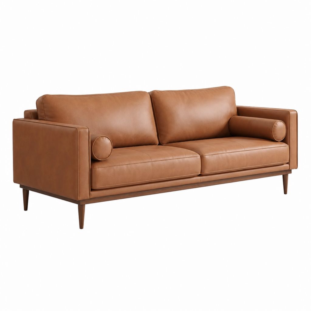 2-Sitzer Sofa Cognac PU-Kunstleder rechteckig 210 x 90 x 85 cm