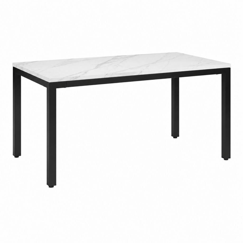 Gartentisch Weiß Schwarz Sinterstein Aluminium rechteckig 140 x 80 x 75 cm