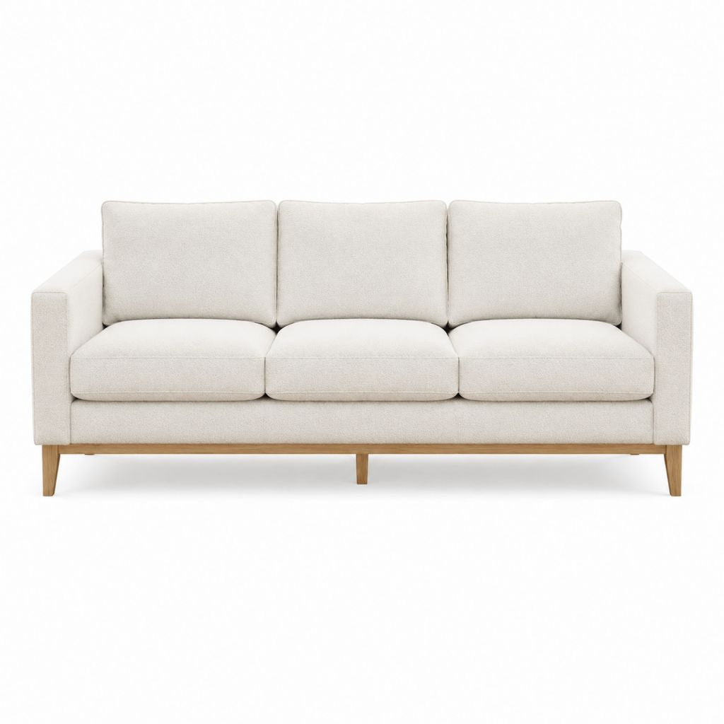 3-Sitzer Sofa Creme Polyester rechteckig 210 x 88 x 84 cm