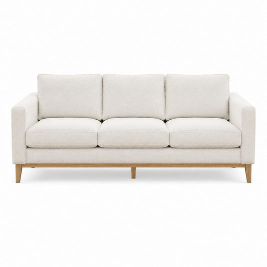 3-Sitzer Sofa Creme Polyester rechteckig 210 x 88 x 84 cm