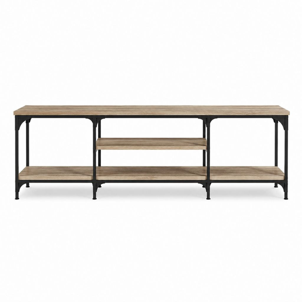 TV-Lowboard Braun Schwarz aus melaminbeschichteter Spanplatte und pulverbeschichtetem Stahl 160 x 40 x 60 cm