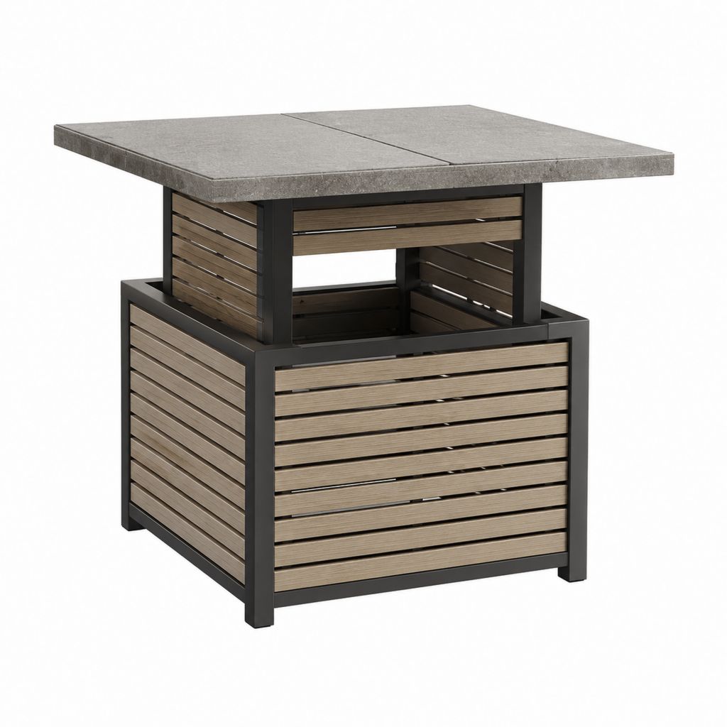 Gartentisch quadratisch Grau Anthrazit Aluminium WPC Sinterstein 100 x 100 x 75 cm