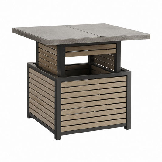Gartentisch quadratisch Grau Anthrazit Aluminium WPC Sinterstein 100 x 100 x 75 cm