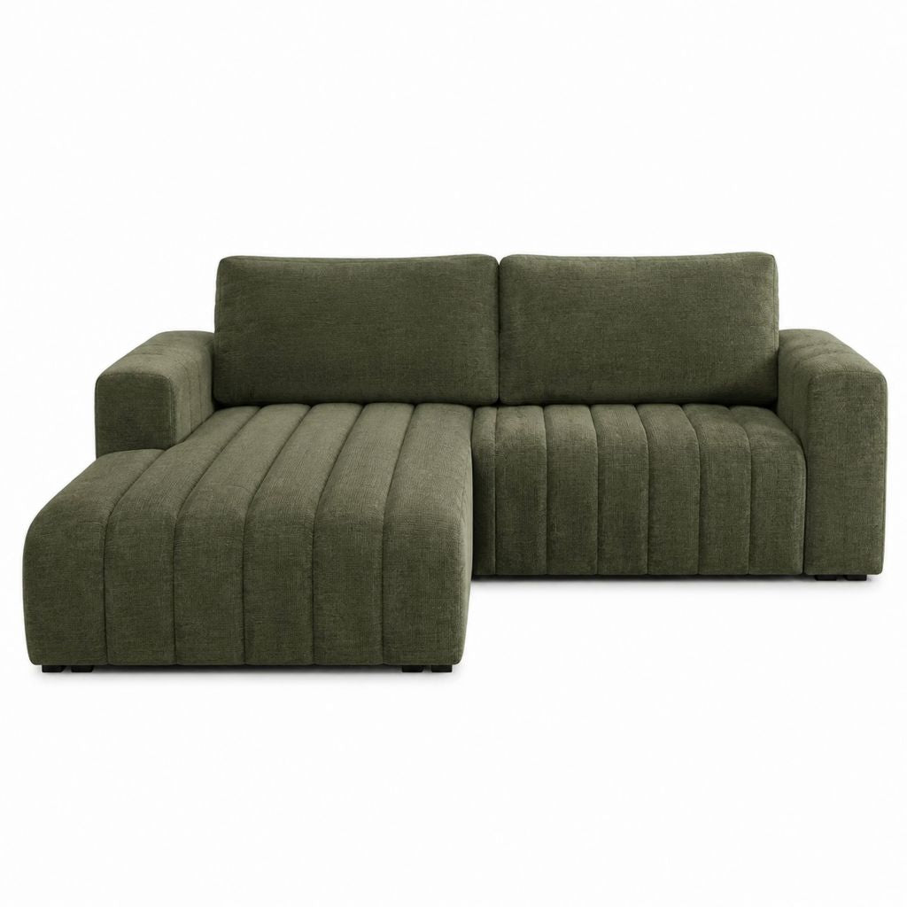 2-teiliges Modulsofa Olivgrün Polyester mit Recamiere 300 x 160 x 78 cm