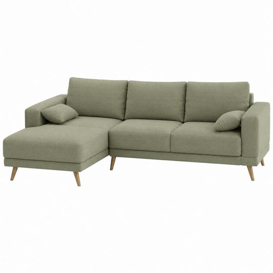 Ecksofa mit Recamiere links Olivgrün Polyestergewebe 230 x 150 x 85 cm