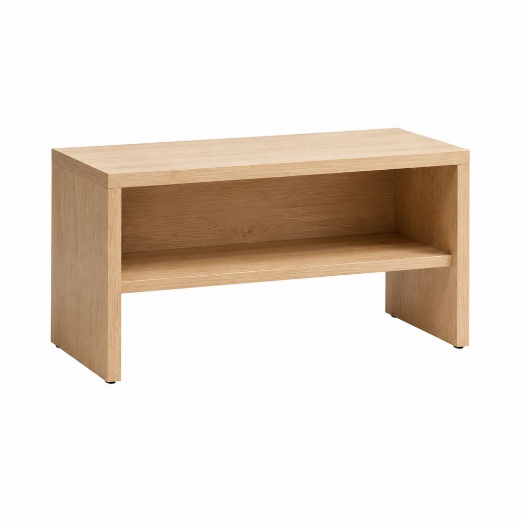 TV-Bank rechteckig in Hellbraun aus Spanplatte mit Eiche-Dekor 90 x 50 x 50 cm