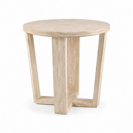 Beistelltisch Travertin Beige Rund Ø 70 cm Höhe 55 cm