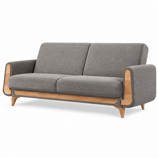 2-Sitzer Sofa Grau mit Polyesterbezug und Massivholzrahmen 160 x 80 x 84 cm