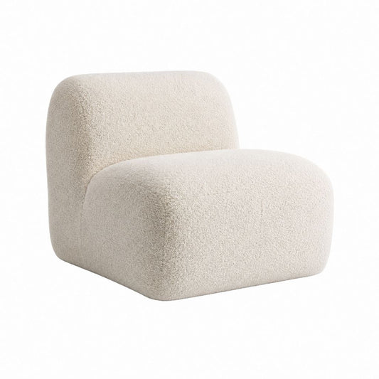Sessel Cremeweiß Bouclé-Polyester abgerundet 76 x 82 x 75 cm