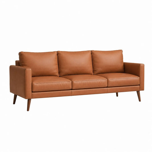 3-Sitzer Sofa Cognac PU-Kunstleder Rechteckig 210 x 88 x 85 cm