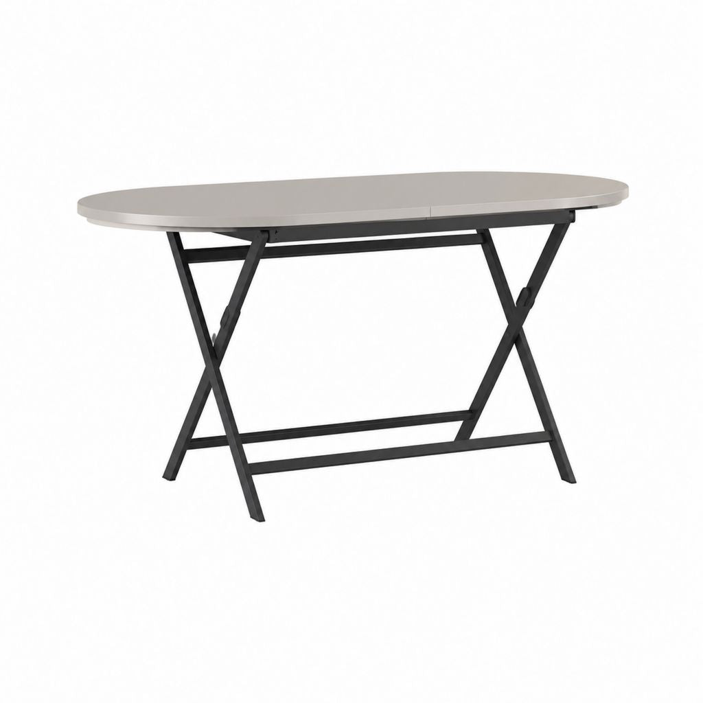 Klapptisch Gartentisch Grau Kunststoff Stahl oval 160 x 90 x 74 cm