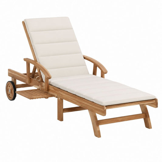 Gartenliege mit Rollen verstellbarer Rückenlehne Akazien-Massivholz Naturweiß 200 x 65 x 88 cm
