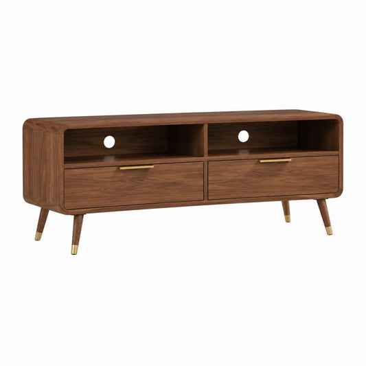 TV-Lowboard nussbraun aus MDF und Massivholz rechteckig 150 x 40 x 60 cm