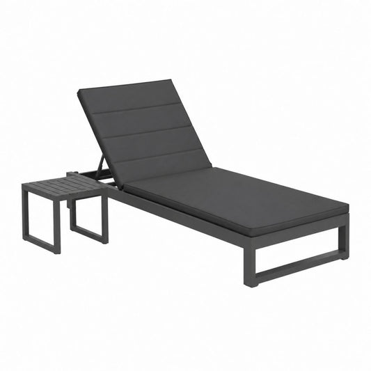 Gartenliege Set 2-teilig Anthrazit Aluminium Polyester mit verstellbarer Rückenlehne 195 x 65 x 32 cm