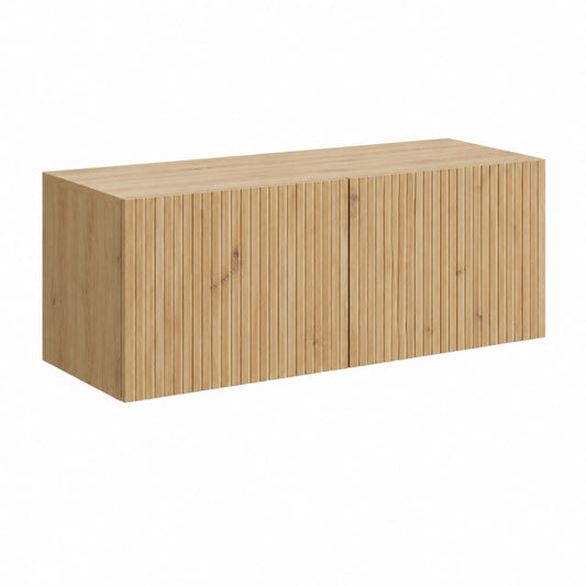 TV Lowboard Natur Eichenfurnier rechteckig mit Lamellentüren 120 x 40 x 60 cm
